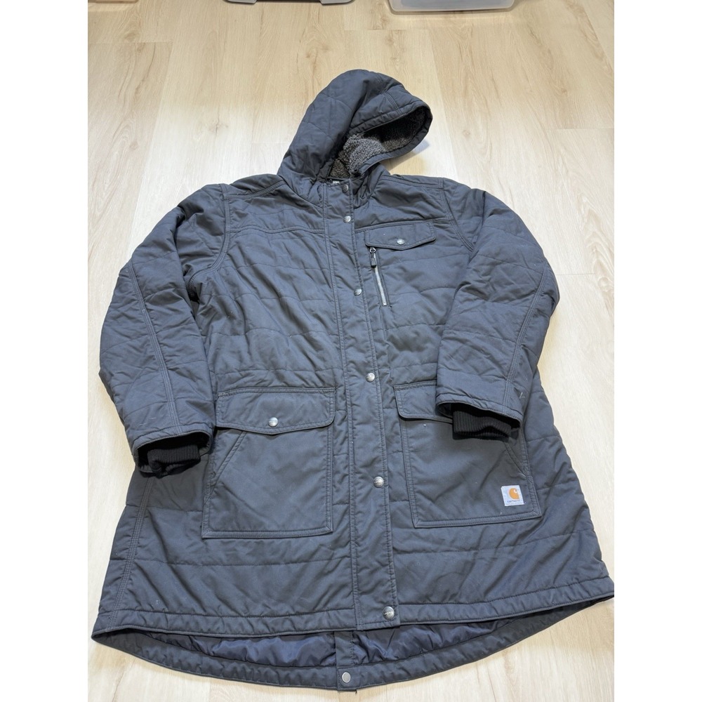 Carhartt Jacket Women's 2XL Black Rain Defender Parka Insulated- **SEE NOTES**